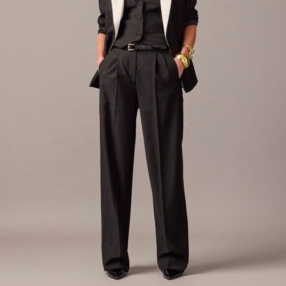 J. Crew Pants - NWOT J Crew Collection Pleated Wide-Leg Tuxedo Pant Italian Wool Black Size 0